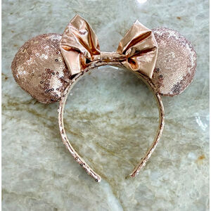 Disney Rose Gold Sequin Minnie Mouse Ears Headband fits most